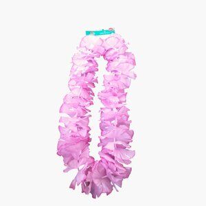 Hawaiian Fabric Flower Lei Pink 42 inch Tropical Luau Coastal Tiki Pool Party